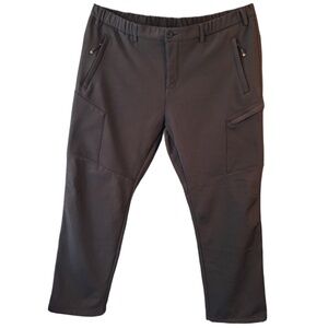 Men’s 4XL Gray Fleece-Lined Hiking Snow Pants Water Resistant 6 Zip-Pockets